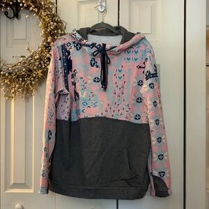Pink and Gray Women's Hoodie Size XL NWOT